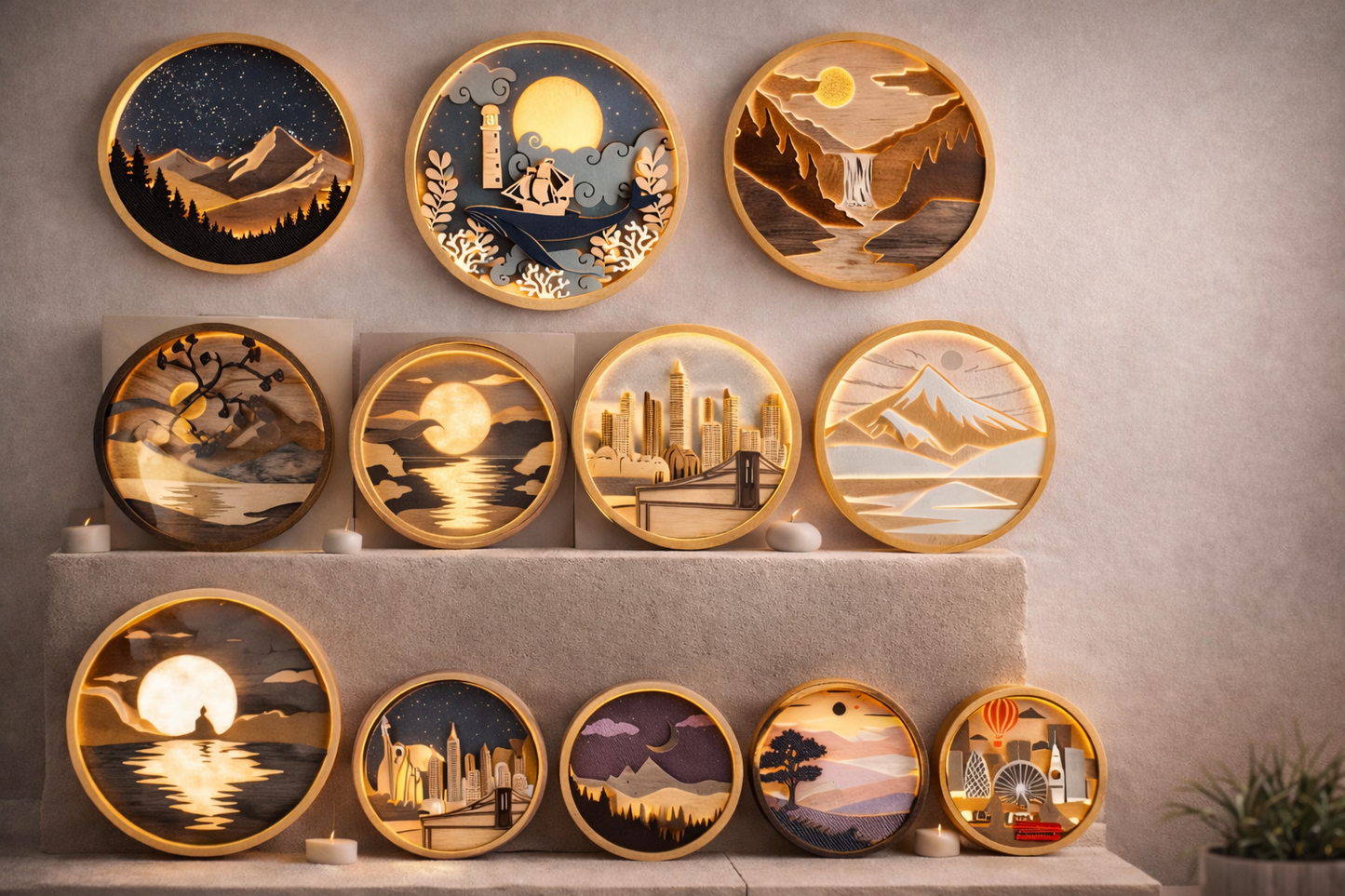 3D Layered Wall Art Laser Cut Bundle | Modern Wooden Home Decor SVG Files