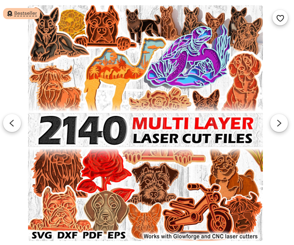 2140 Multi-Layer Laser Cut Files Bundle - DXF, SVG, EPS & PDF Formats for CNC 3D Layered Designs