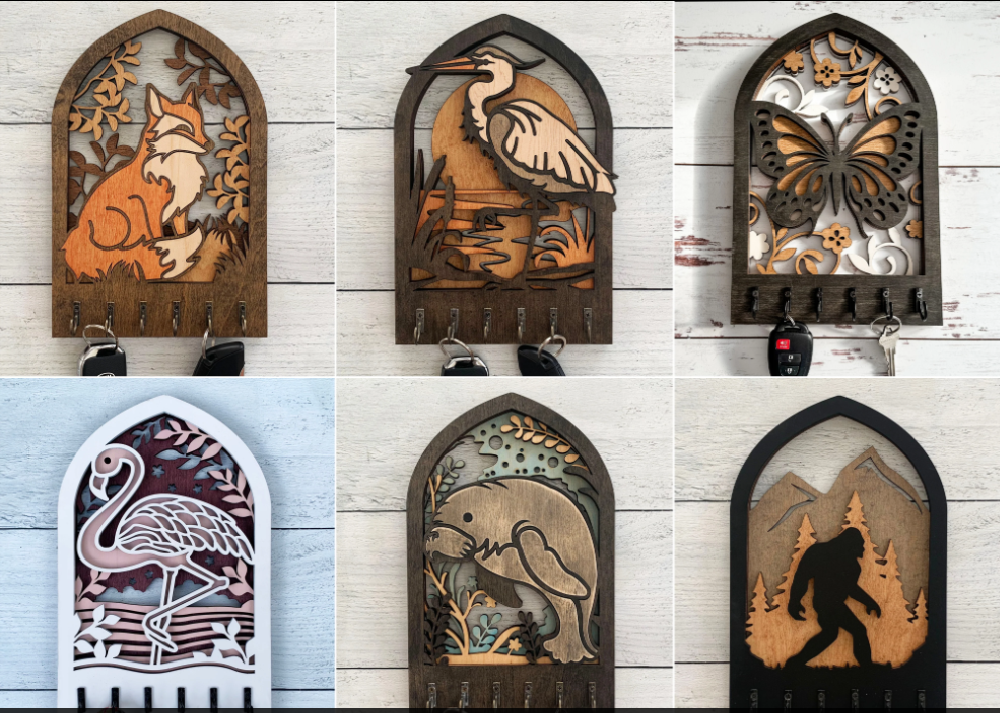 Complete Collection - 45 Arch Key Hanger Designs - Laser-Ready Files - Tested for Gowforge and Lightburn and more