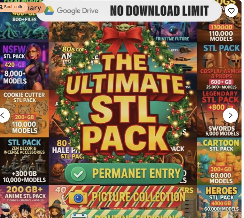 3D Print STL Pack , Mega Bundle 200.000 STL files , Instant Download, Drive access