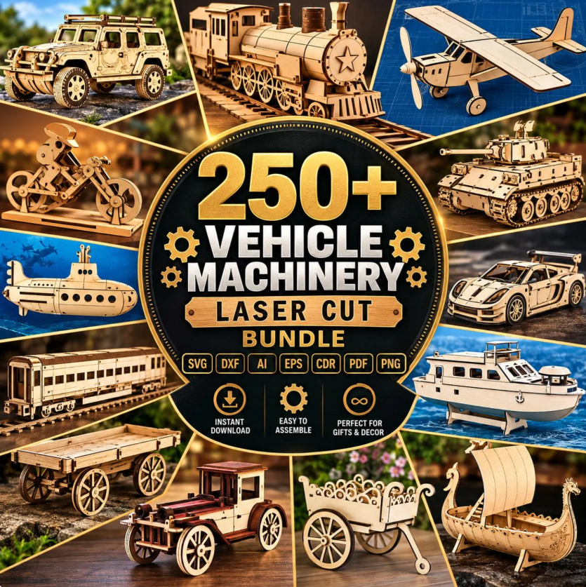 250+ Laser Cut Files Vehicle Bundle