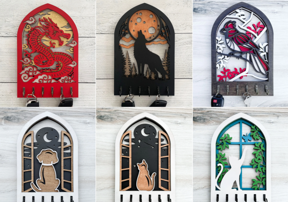 Complete Collection - 45 Arch Key Hanger Designs - Laser-Ready Files - Tested for Gowforge and Lightburn and more