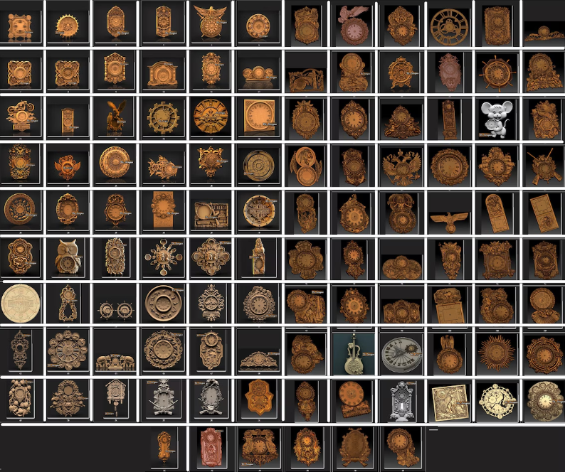 140 pcs Clock + 170 PCs angel and demon + 205 JEWELRY Pcs + 205 Doors Elements  3D Model STL Pack Collection For All  CNC Router  and Artcam Aspire wood  And more ... ...