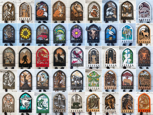 Complete Collection - 45 Arch Key Hanger Designs - Laser-Ready Files - Tested for Gowforge and Lightburn and more