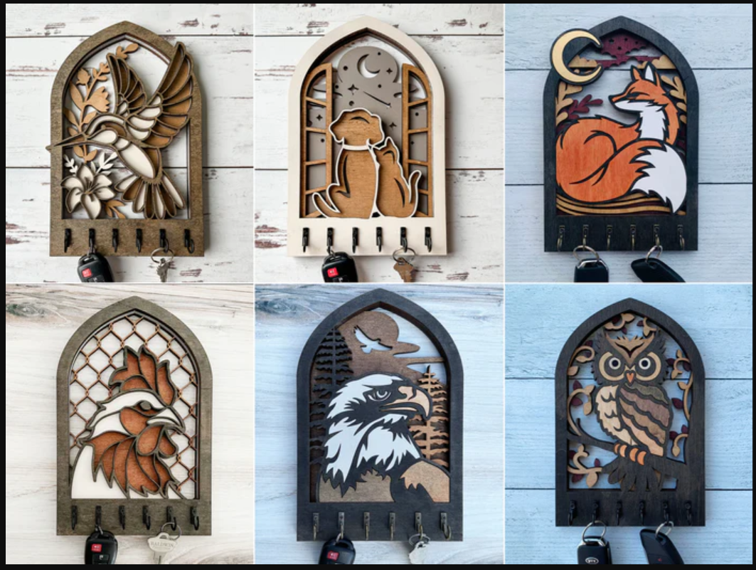 Complete Collection - 45 Arch Key Hanger Designs - Laser-Ready Files - Tested for Gowforge and Lightburn and more