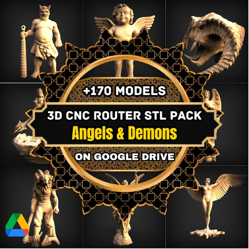 140 pcs Clock + 170 PCs angel and demon + 205 JEWELRY Pcs + 205 Doors Elements  3D Model STL Pack Collection For All  CNC Router  and Artcam Aspire wood  And more ... ...