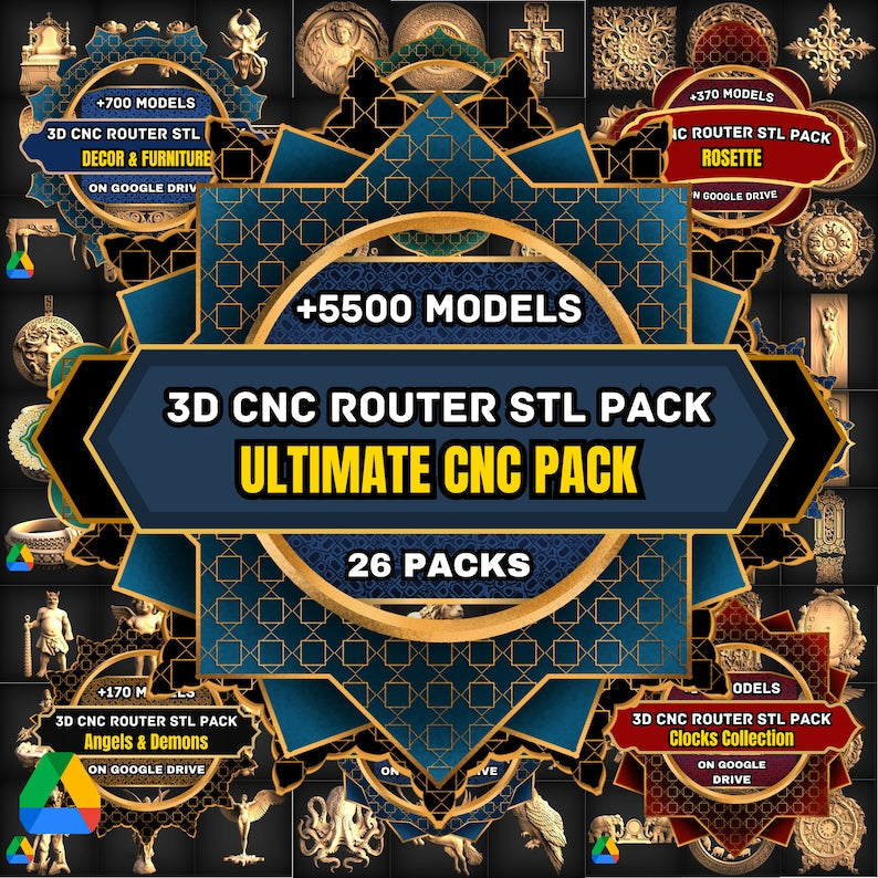 140 pcs Clock + 170 PCs angel and demon + 205 JEWELRY Pcs + 205 Doors Elements  3D Model STL Pack Collection For All  CNC Router  and Artcam Aspire wood  And more ... ...