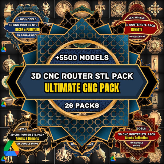 140 pcs Clock + 170 PCs angel and demon + 205 JEWELRY Pcs + 205 Doors Elements  3D Model STL Pack Collection For All  CNC Router  and Artcam Aspire wood  And more ... ...