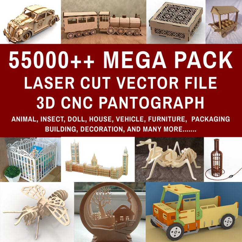 SUPER MEGA PACK +100 000 + VIP FILES DXF CDR CNC 3D files pantograph CNC router laser cutting + Bonus files Discount Available For 24 Hour