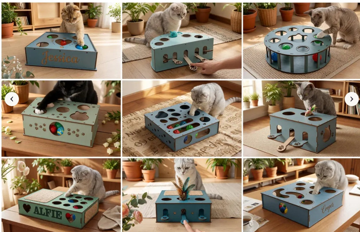Cat Puzzle Feeder Laser Cut Files – Bundle of 10 Designs