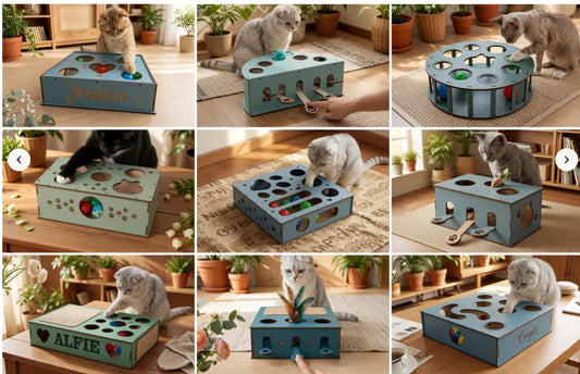Cat Puzzle Feeder Laser Cut Files – Bundle of 10 Designs