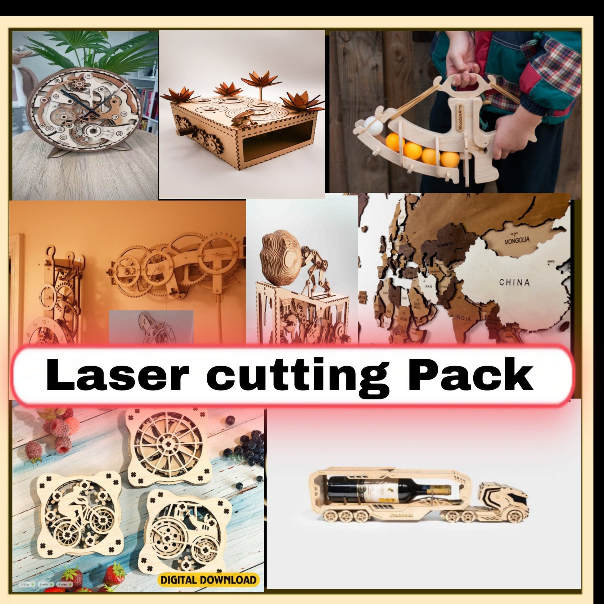 30 Wooden Lamp Design 3 Digital File for Laser Cut CNC 