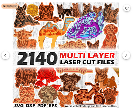 2140 Multi-Layer Laser Cut Files Bundle - DXF, SVG, EPS & PDF Formats for CNC 3D Layered Designs
