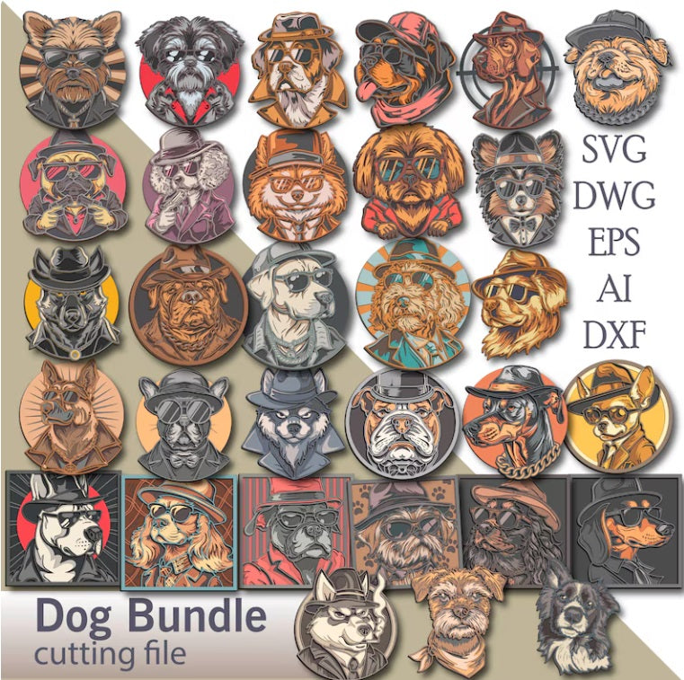 Multilayer Dog Bundle - 3D Layered Dog Design for Laser Cutting and Crafting